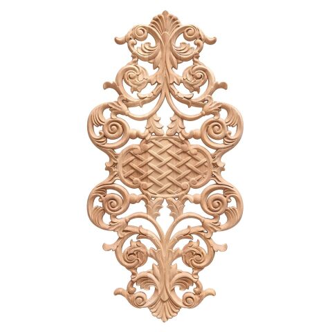 Aplik Orta Göbek Boyanabilir Ahşap Desenli İşlemeli Dekoratif Aksesuar 60x30x1,2  cm OGM22