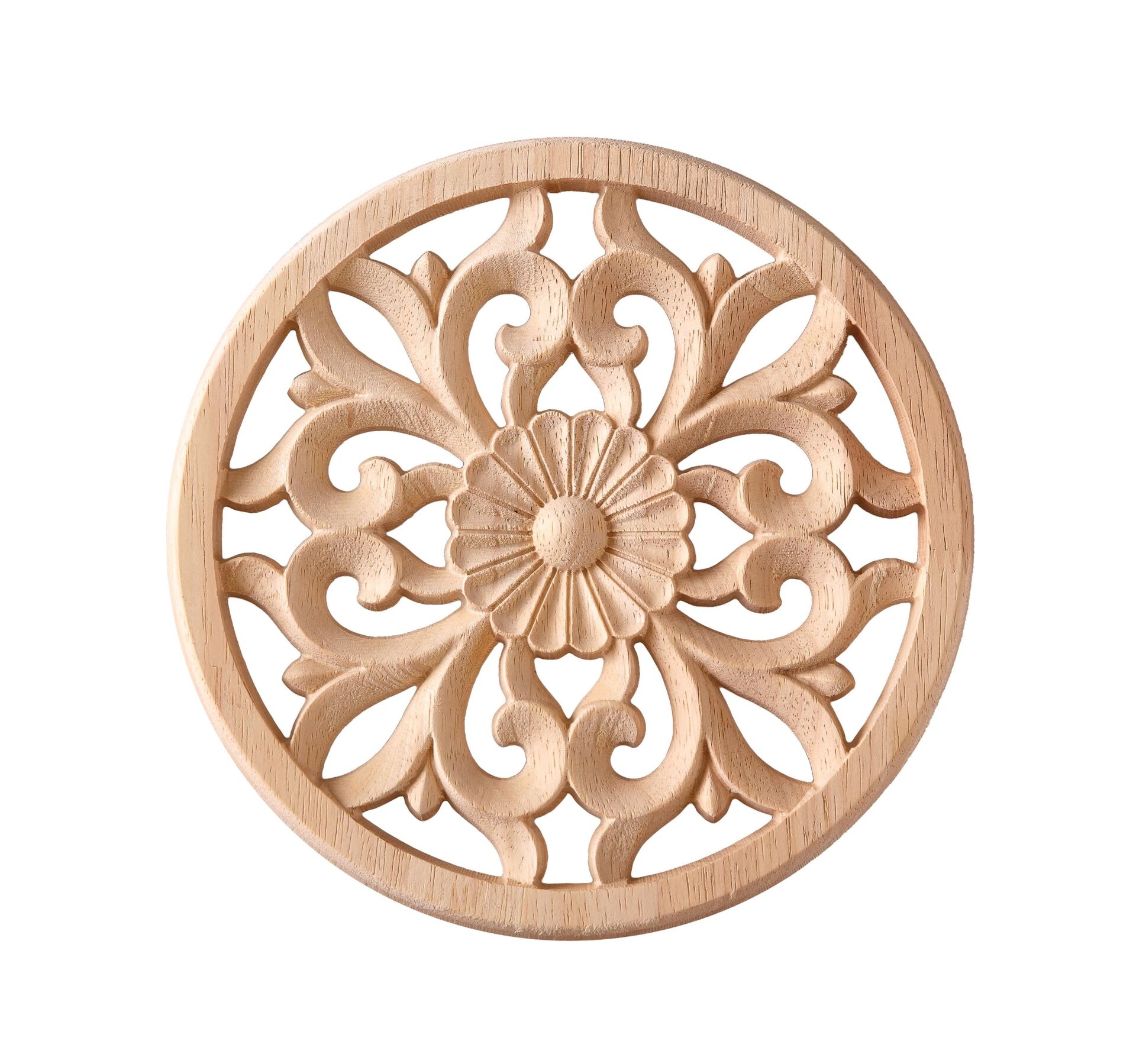 Aplik Orta Göbek Boyanabilir Ahşap Desenli İşlemeli Dekoratif Aksesuar 25x25x1 cm OGO11