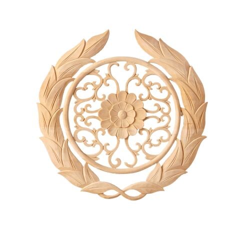 Aplik Orta Göbek Boyanabilir Ahşap Desenli İşlemeli Dekoratif Aksesuar 30x30x1,2  cm OGO12