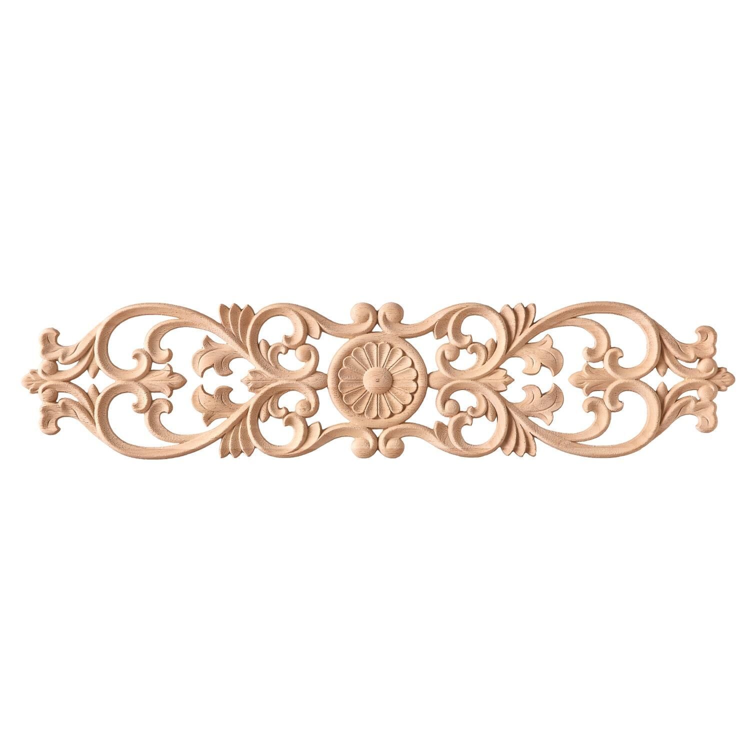 Aplik Orta Göbek Boyanabilir Ahşap Desenli İşlemeli Dekoratif Aksesuar 50x11x1,1  cm OGY03