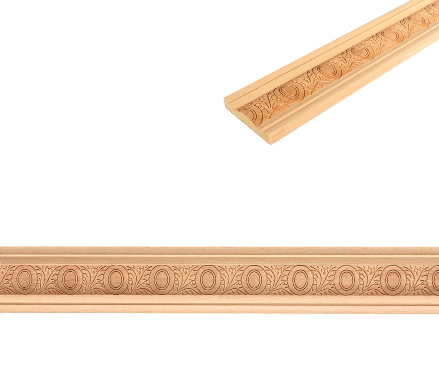 Ayous Ahşap Oyma İşlemeli Yaprak Desenli Çıta Boyanabilir Dekoratif Aksesuar 90x15 mm  MAC28