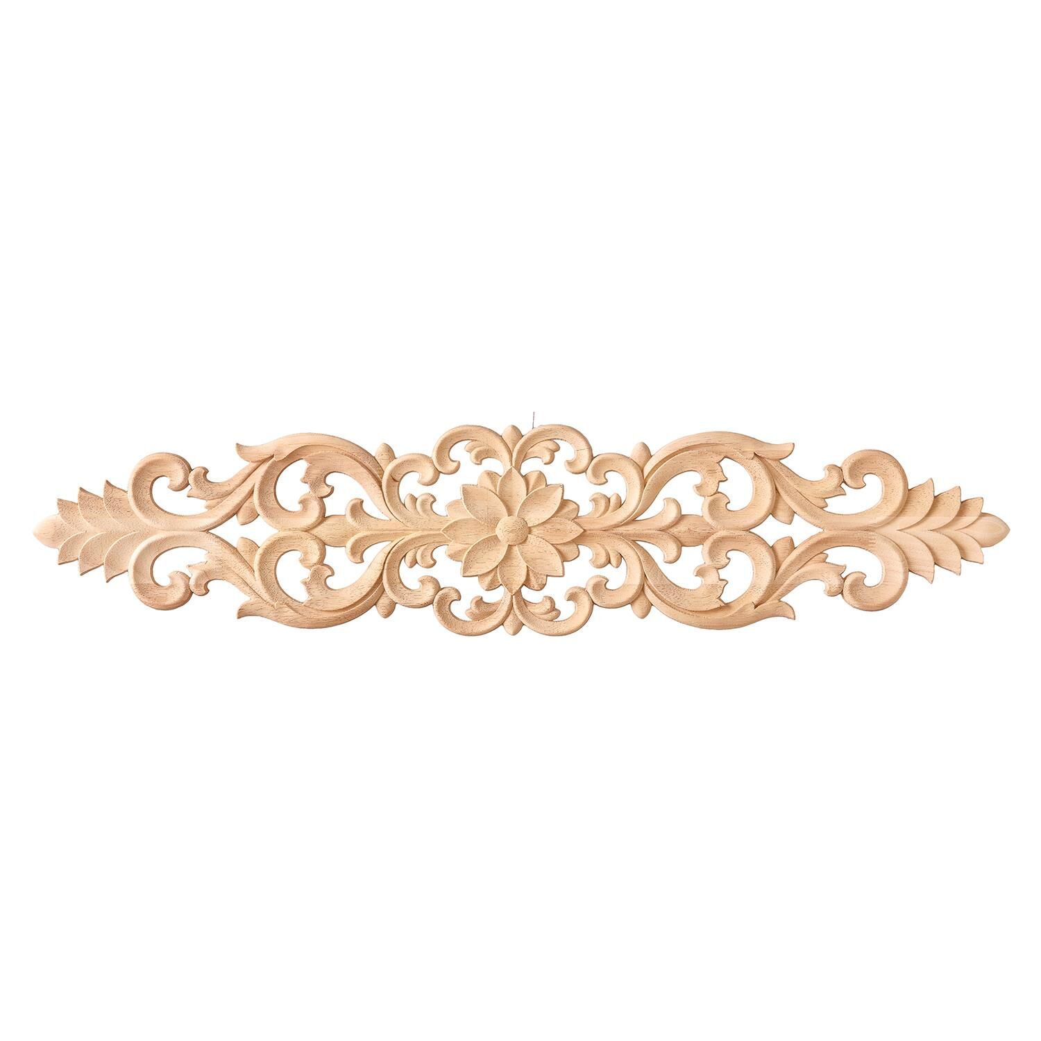 Aplik Orta Göbek Boyanabilir Ahşap Desenli İşlemeli Dekoratif Aksesuar 40x11x1  cm OGY04