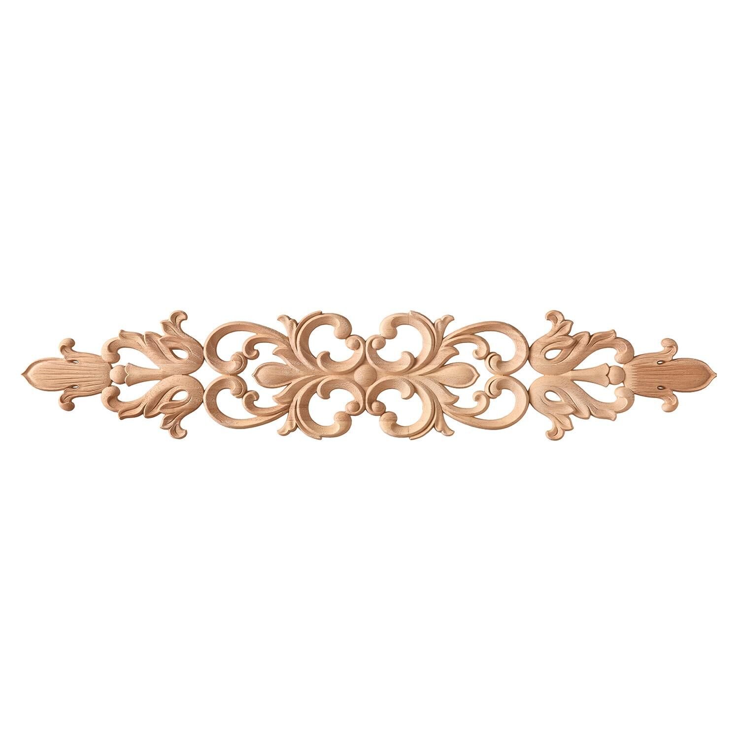 Aplik Orta Göbek Boyanabilir Ahşap Desenli İşlemeli Dekoratif Aksesuar 80x15x1,4  cm OGY05