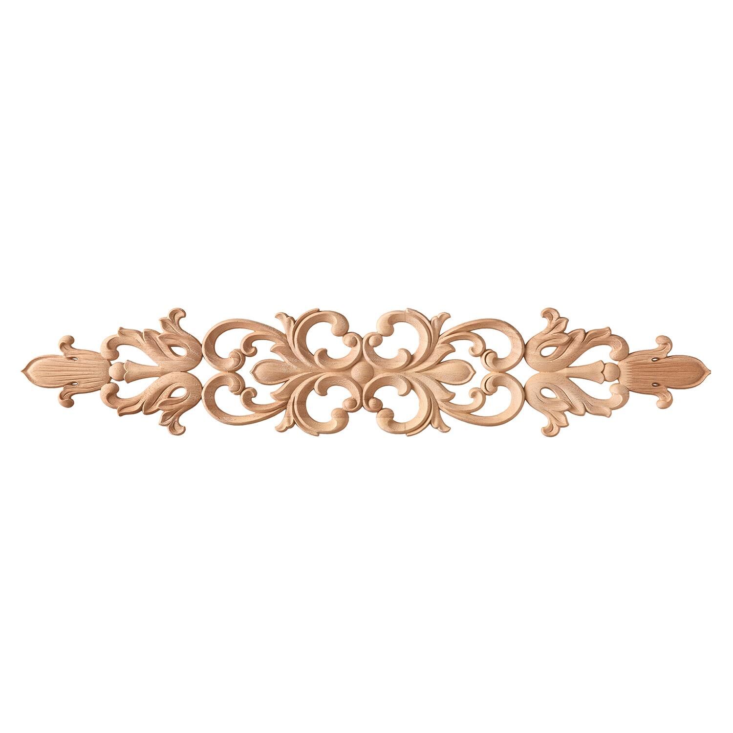 Aplik Orta Göbek Boyanabilir Ahşap Desenli İşlemeli Dekoratif Aksesuar 80x15x1,4  cm OGY05