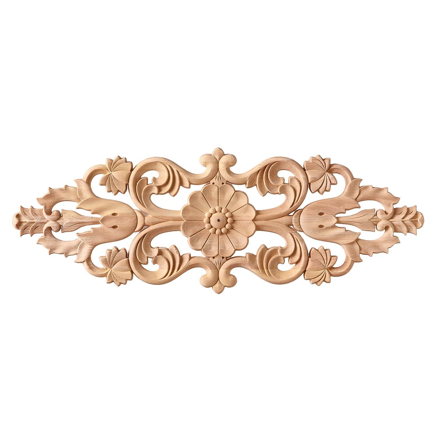 Aplik Orta Göbek Boyanabilir Ahşap Desenli İşlemeli Dekoratif Aksesuar 40x15x1  cm OGY06