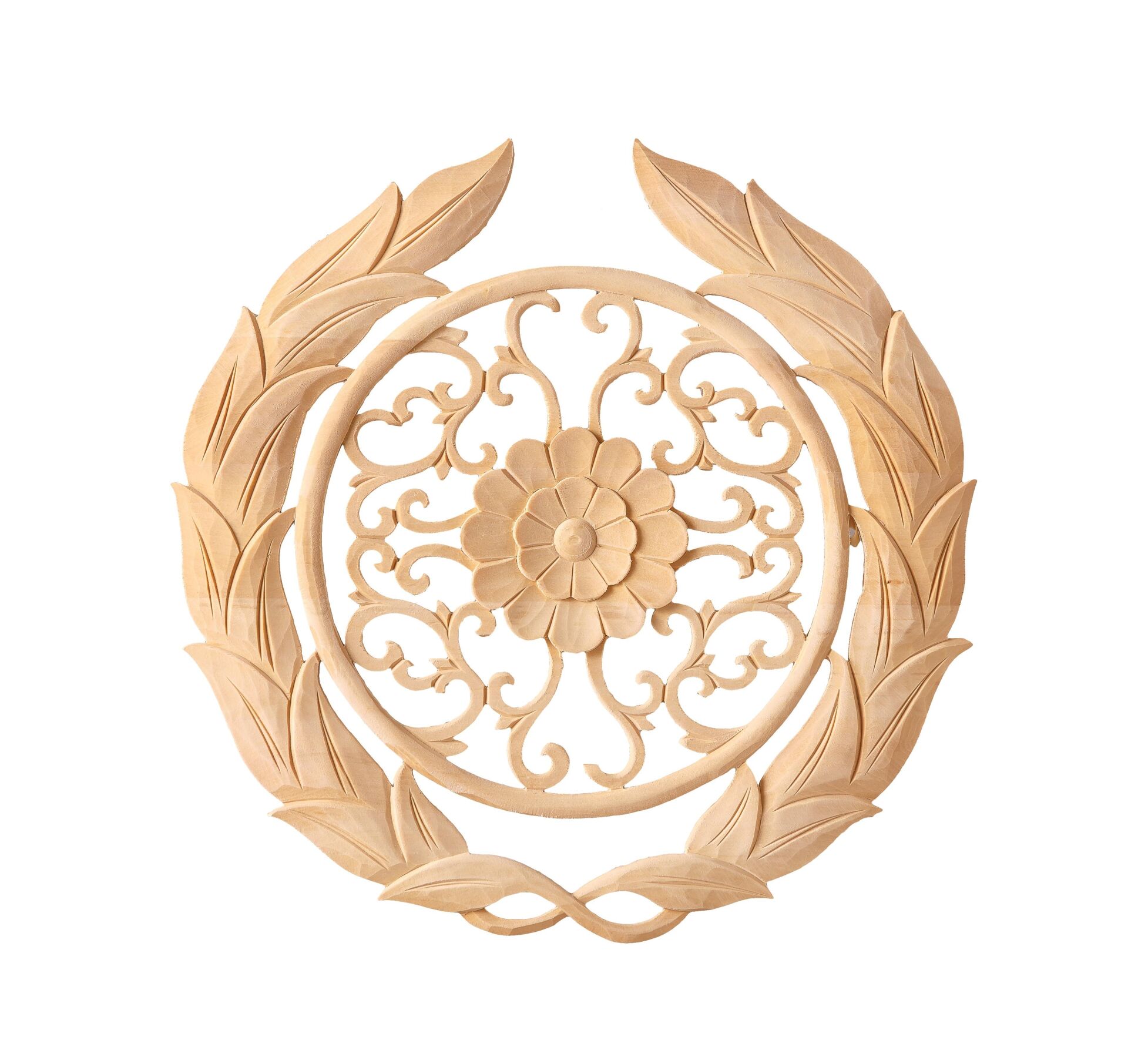 Aplik Orta Göbek Boyanabilir Ahşap Desenli İşlemeli Dekoratif Aksesuar 20x20x1  cm OGO12