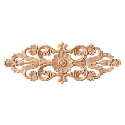 Aplik Orta Göbek Boyanabilir Ahşap Desenli İşlemeli Dekoratif Aksesuar 50x20x1  cm OGY06