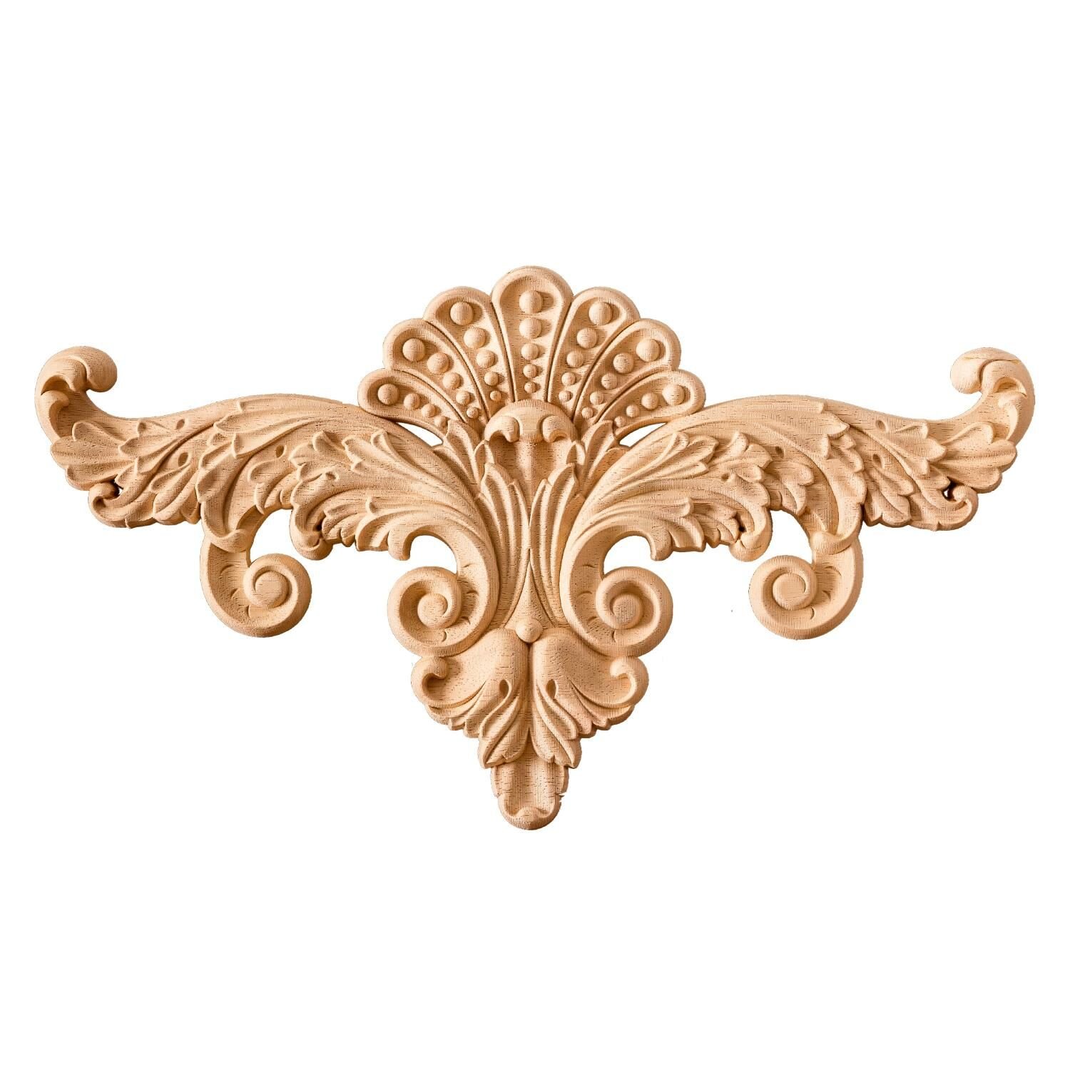 Aplik Orta Göbek Boyanabilir Ahşap Desenli İşlemeli Dekoratif Aksesuar 30x15x1,2  cm OGY08