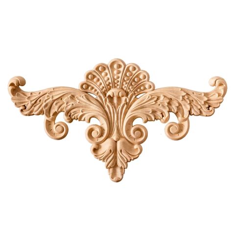 Aplik Orta Göbek Boyanabilir Ahşap Desenli İşlemeli Dekoratif Aksesuar 30x15x1,2  cm OGY08