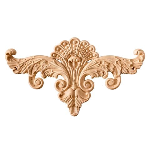Aplik Orta Göbek Boyanabilir Ahşap Desenli İşlemeli Dekoratif Aksesuar 30x15x1,2  cm OGY08