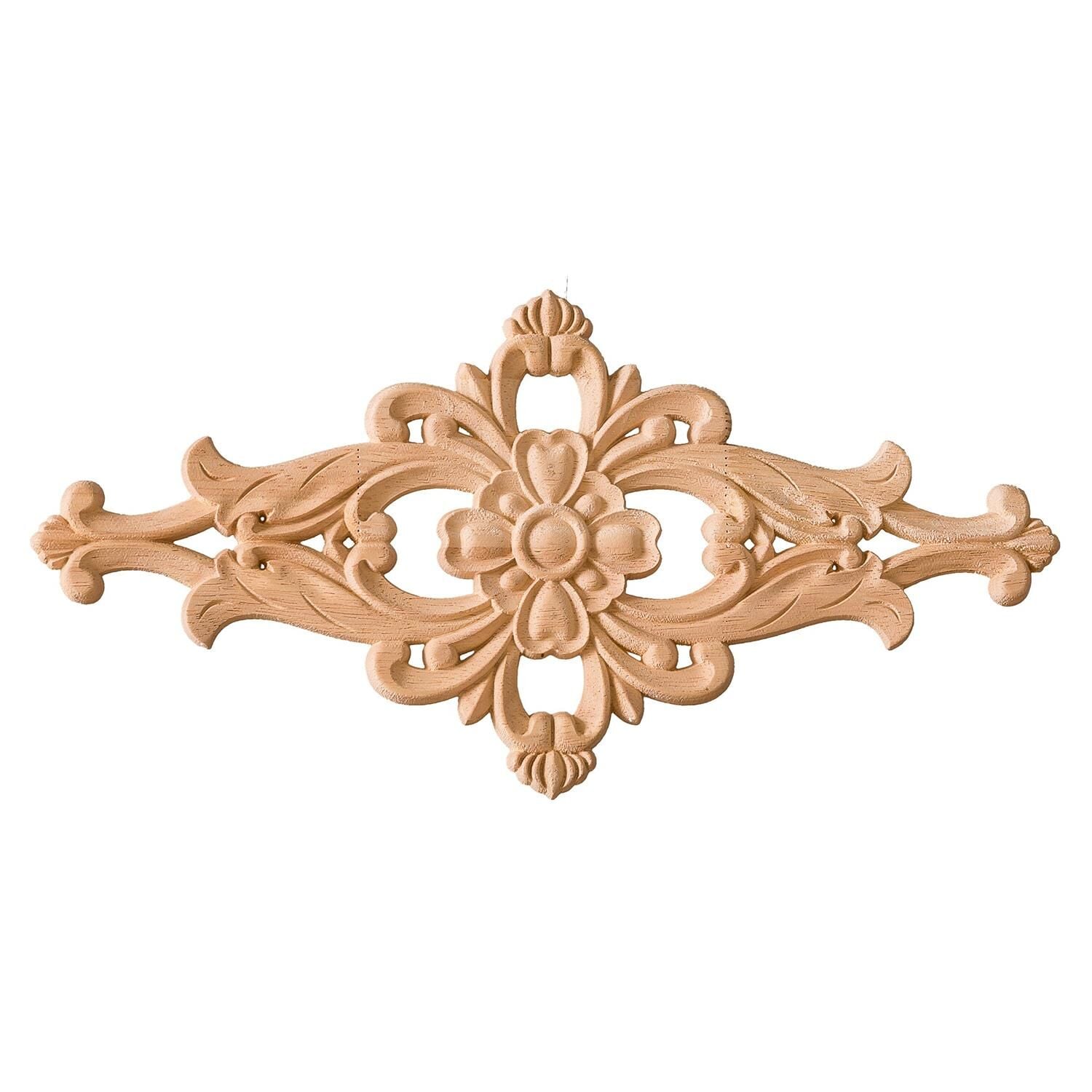 Aplik Orta Göbek Boyanabilir Ahşap Desenli İşlemeli Dekoratif Aksesuar 30x15x0,8  cm OGY10