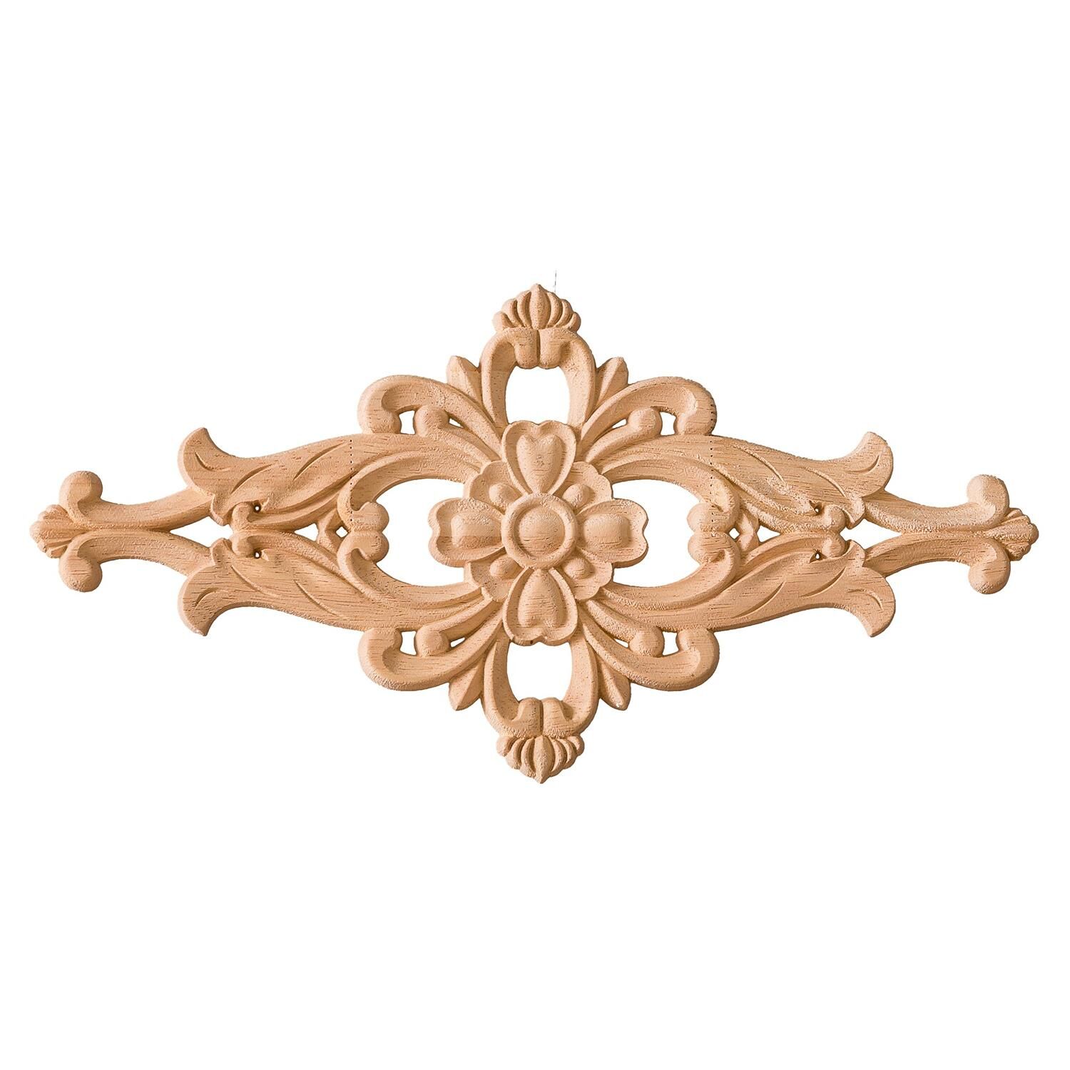 Aplik Orta Göbek Boyanabilir Ahşap Desenli İşlemeli Dekoratif Aksesuar 30x15x0,8  cm OGY10
