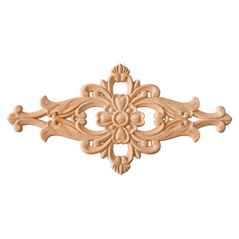 Aplik Orta Göbek Boyanabilir Ahşap Desenli İşlemeli Dekoratif Aksesuar 30x15x0,8  cm OGY10