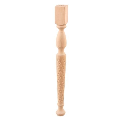Torna Ahşap Ayak Sehpa Masa  Dresuar Ayağı Desenli  Torna Ayak 7x7x45 cm