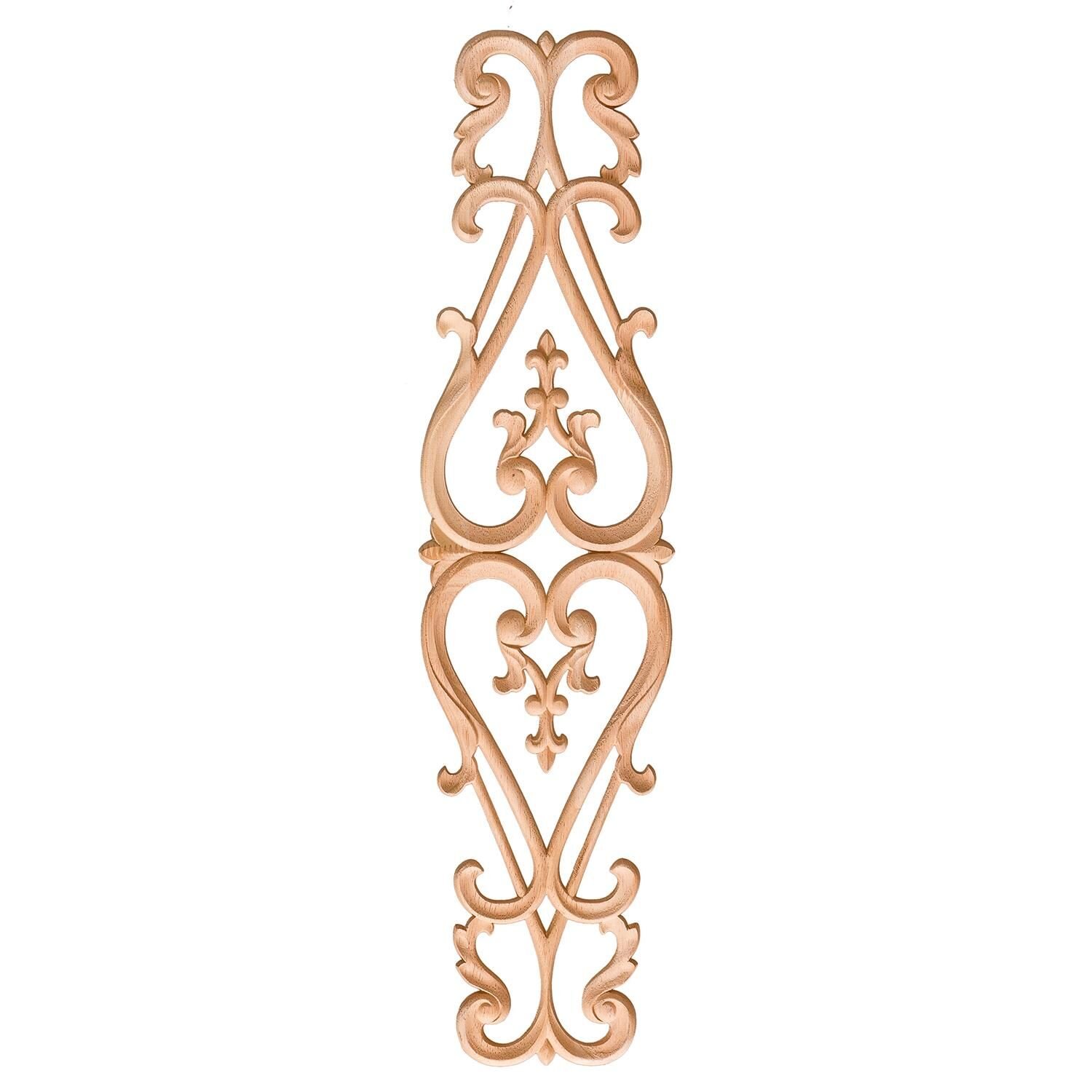 Aplik Orta Göbek Boyanabilir Ahşap Desenli İşlemeli Dekoratif Aksesuar 60x15x1,2  cm OGM19