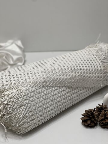 PVC Plastik Örme Beyaz Dekoratif Hasır Hazeran 45 cm