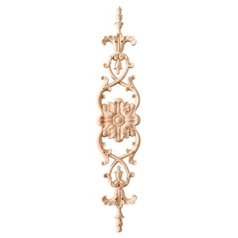 Aplik Orta Göbek Boyanabilir Ahşap Desenli İşlemeli Dekoratif Aksesuar 60x11x1,4  cm OGM20
