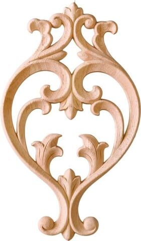Aplik Orta Göbek Boyanabilir Ahşap Desenli İşlemeli Dekoratif Aksesuar 20x12x0,8  cm OGM02