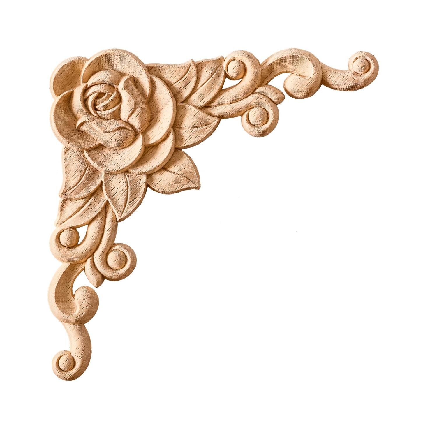 Köşe Aplik Dekoratif Aksesuar Boyanabilir İşlemeli Ahşap  20x20x1,2 cm OKA07