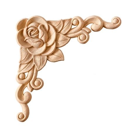 Köşe Aplik Dekoratif Aksesuar Boyanabilir İşlemeli Ahşap  20x20x1,2 cm OKA07
