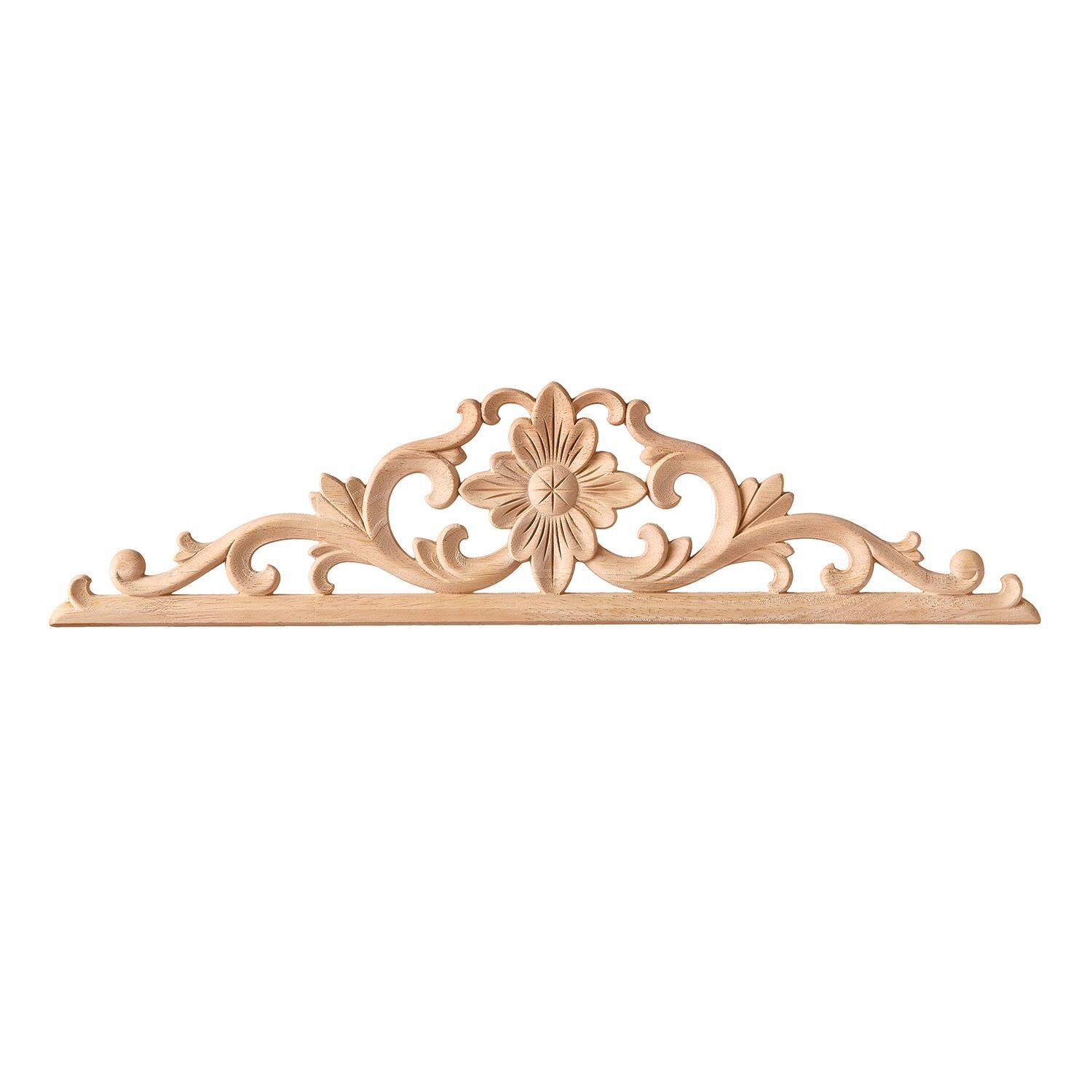 Taç Motif Aplik Oymalı Ahşap Boyanabilir Dekoratif Aksesuar 60x15x1,2  cm TAM28
