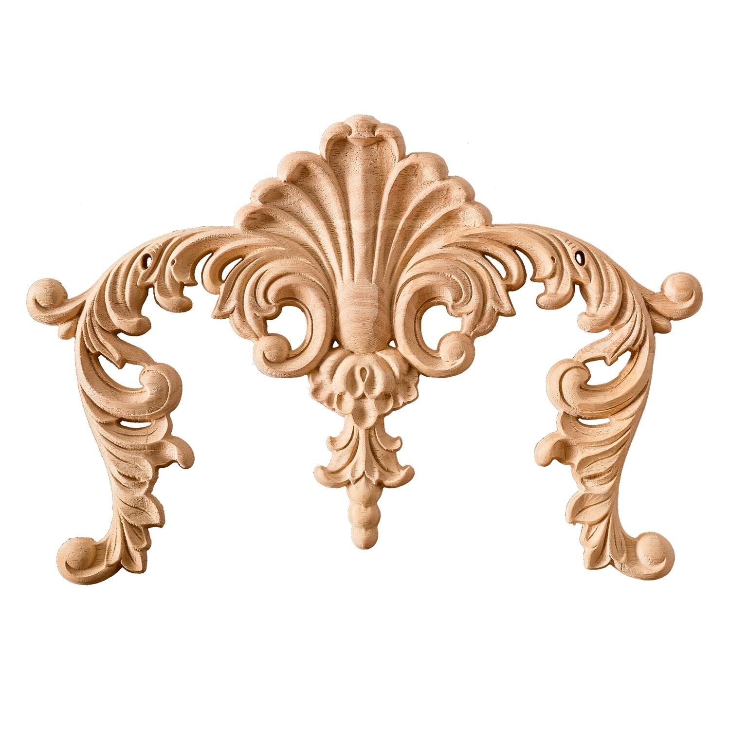 Aplik Orta Göbek Boyanabilir Ahşap Desenli İşlemeli Dekoratif Aksesuar 30x24x1,4  cm OGM01