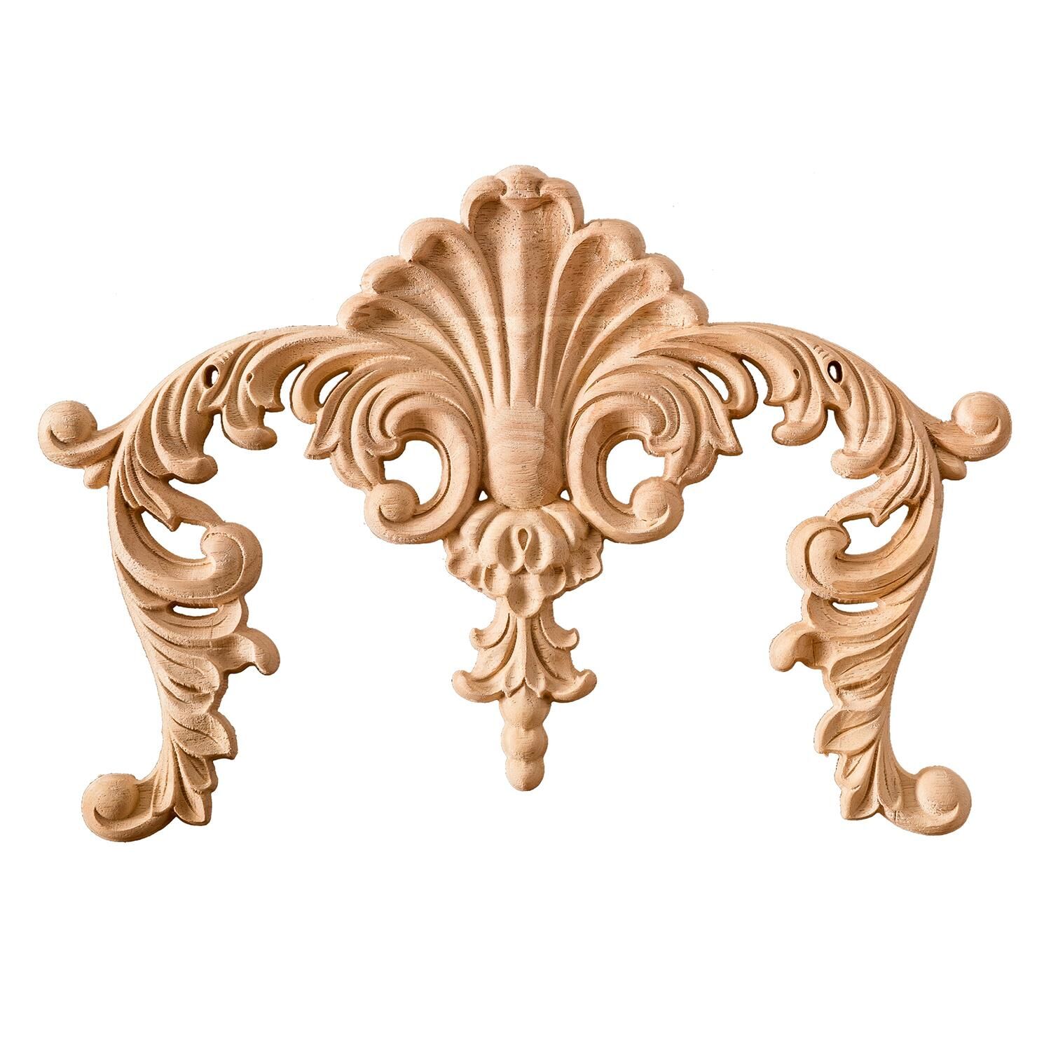 Aplik Orta Göbek Boyanabilir Ahşap Desenli İşlemeli Dekoratif Aksesuar 30x24x1,4  cm OGM01