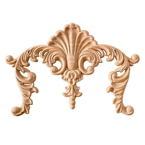 Aplik Orta Göbek Boyanabilir Ahşap Desenli İşlemeli Dekoratif Aksesuar 30x24x1,4  cm OGM01
