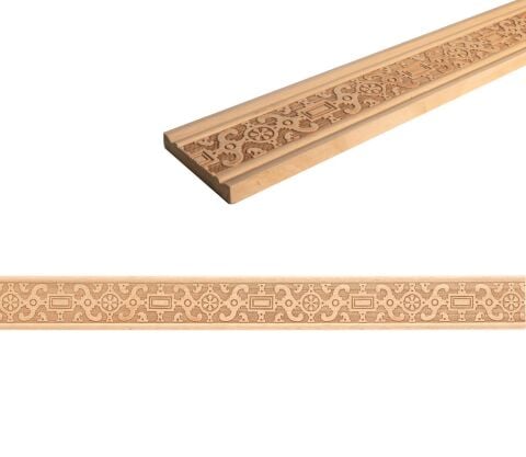 Ayous Ahşap Oyma İşlemeli Osmanlı  Desenli Çıta Boyanabilir Dekoratif Aksesuar 64x10 mm  MAC33