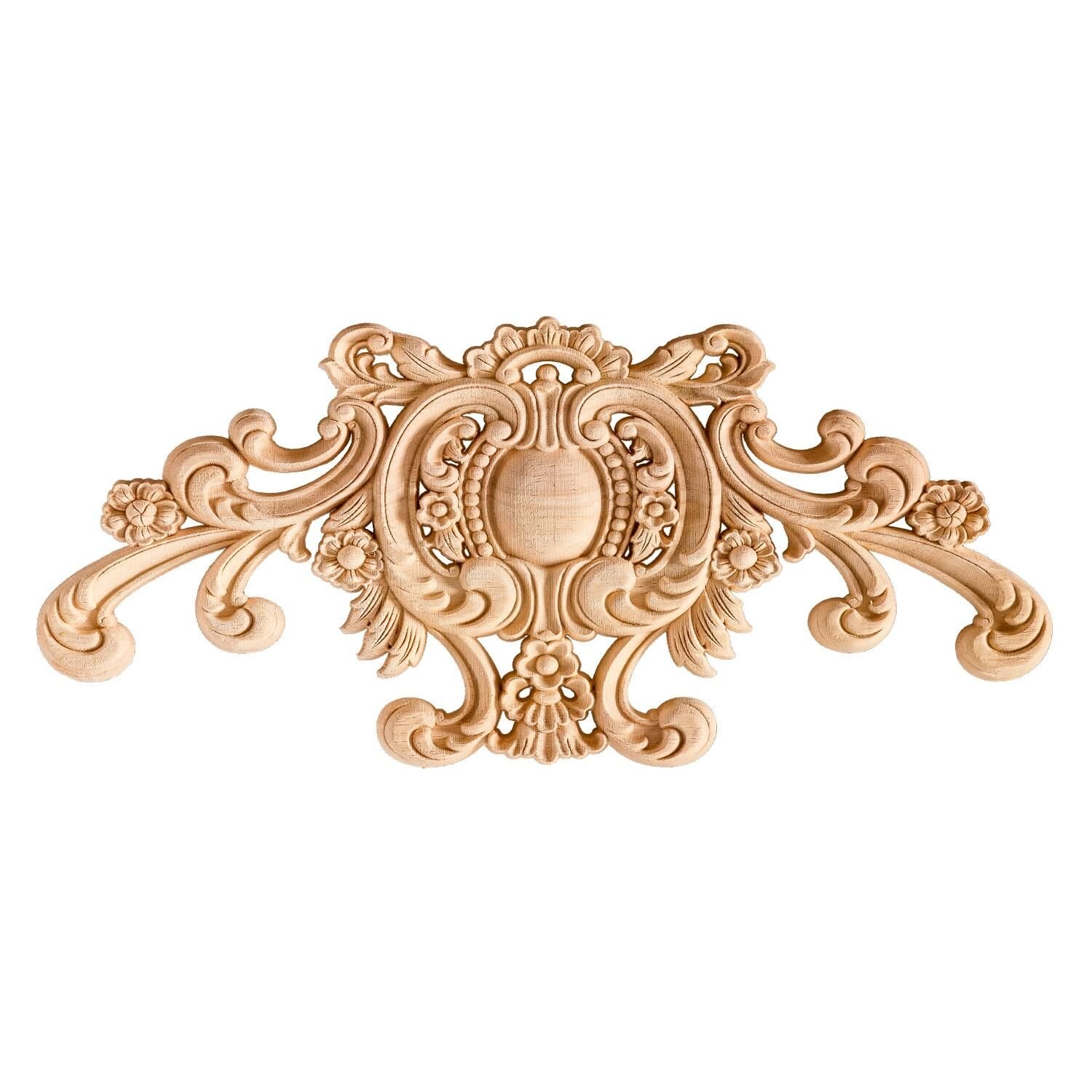 Aplik Orta Göbek Boyanabilir Ahşap Desenli İşlemeli Dekoratif Aksesuar 40x20x1  cm OGY07