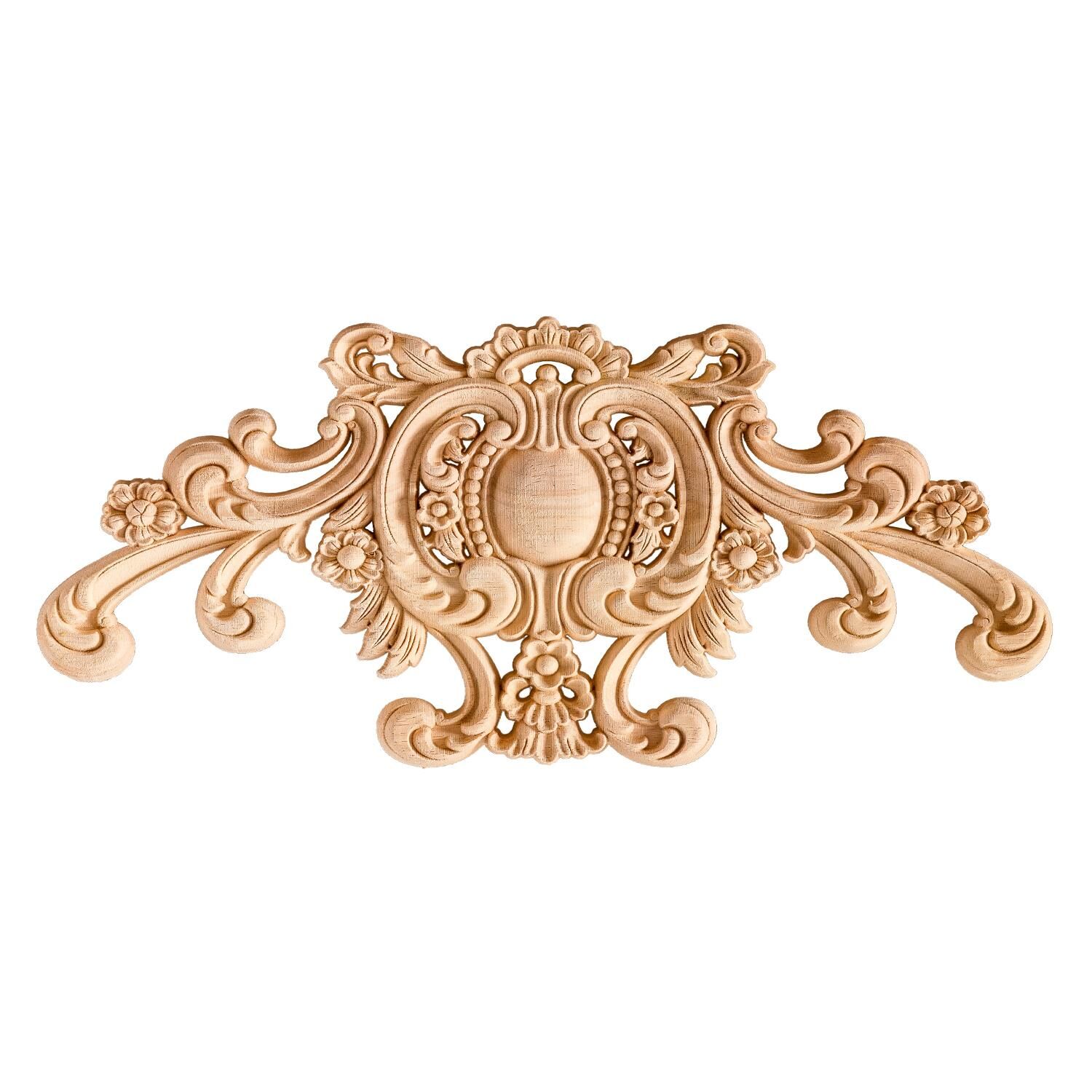 Aplik Orta Göbek Boyanabilir Ahşap Desenli İşlemeli Dekoratif Aksesuar 40x20x1  cm OGY07