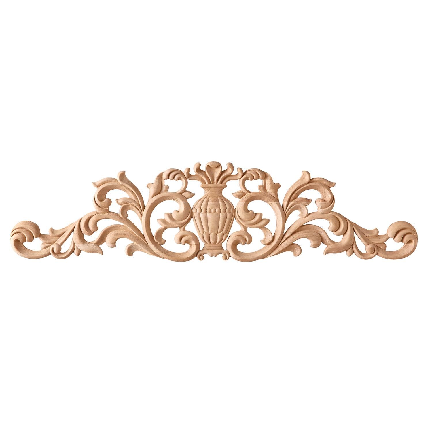 Taç Motif Aplik Oymalı Ahşap Boyanabilir Dekoratif Aksesuar 78x19x1,4  cm TAM12