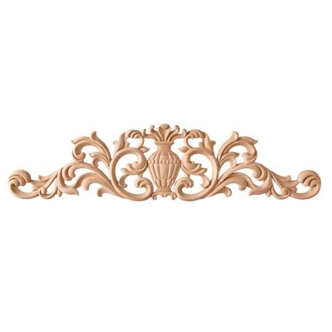 Taç Motif Aplik Oymalı Ahşap Boyanabilir Dekoratif Aksesuar 78x19x1,4  cm TAM12