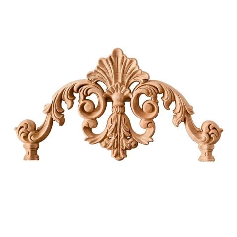 Taç Motif Aplik Oymalı Ahşap Boyanabilir Dekoratif Aksesuar 32x16,5x1,2 cm TAM31