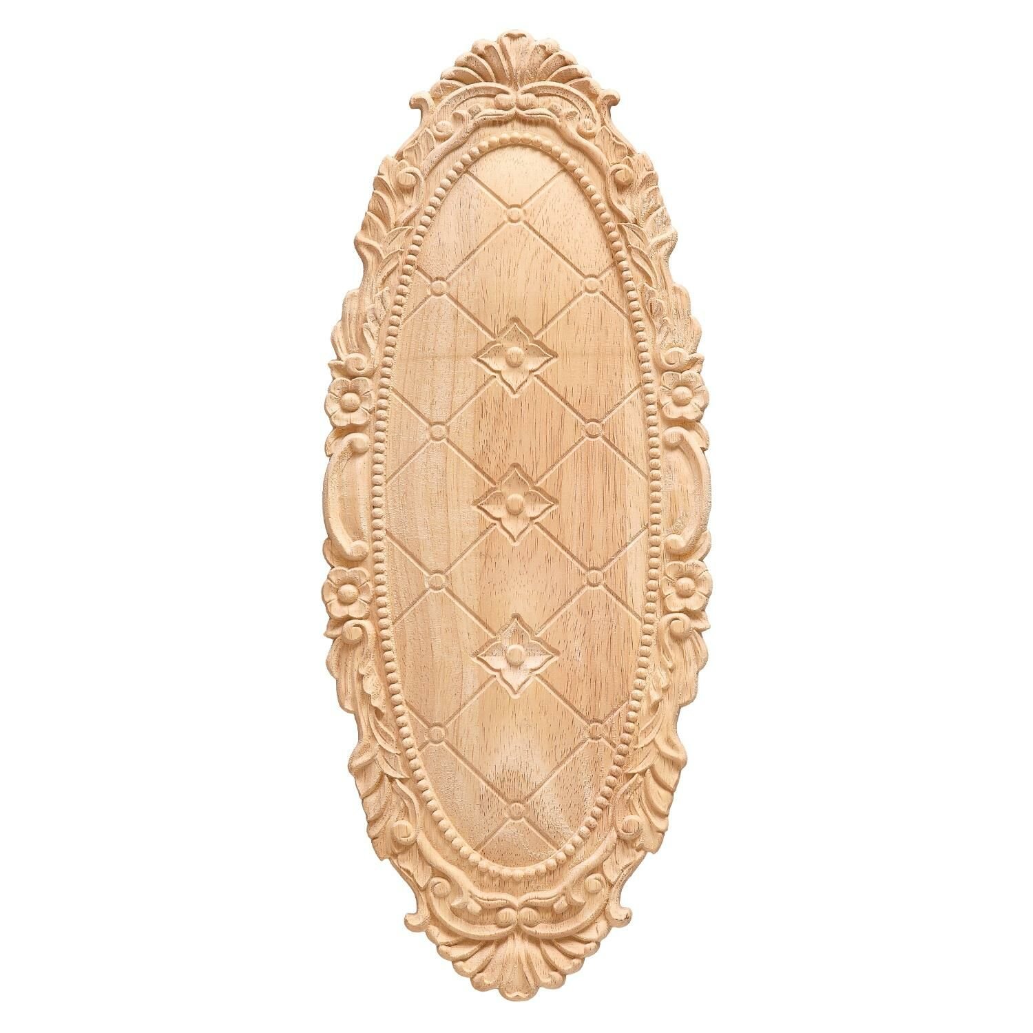 Aplik Orta Göbek Boyanabilir Ahşap Desenli İşlemeli Dekoratif Aksesuar 40x20x1,5  cm OGM24