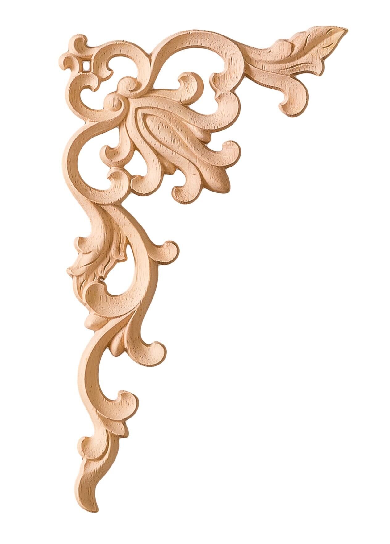 Köşe Aplik Dekoratif Aksesuar Boyanabilir İşlemeli Ahşap  20x10x0,8 cm KSS02