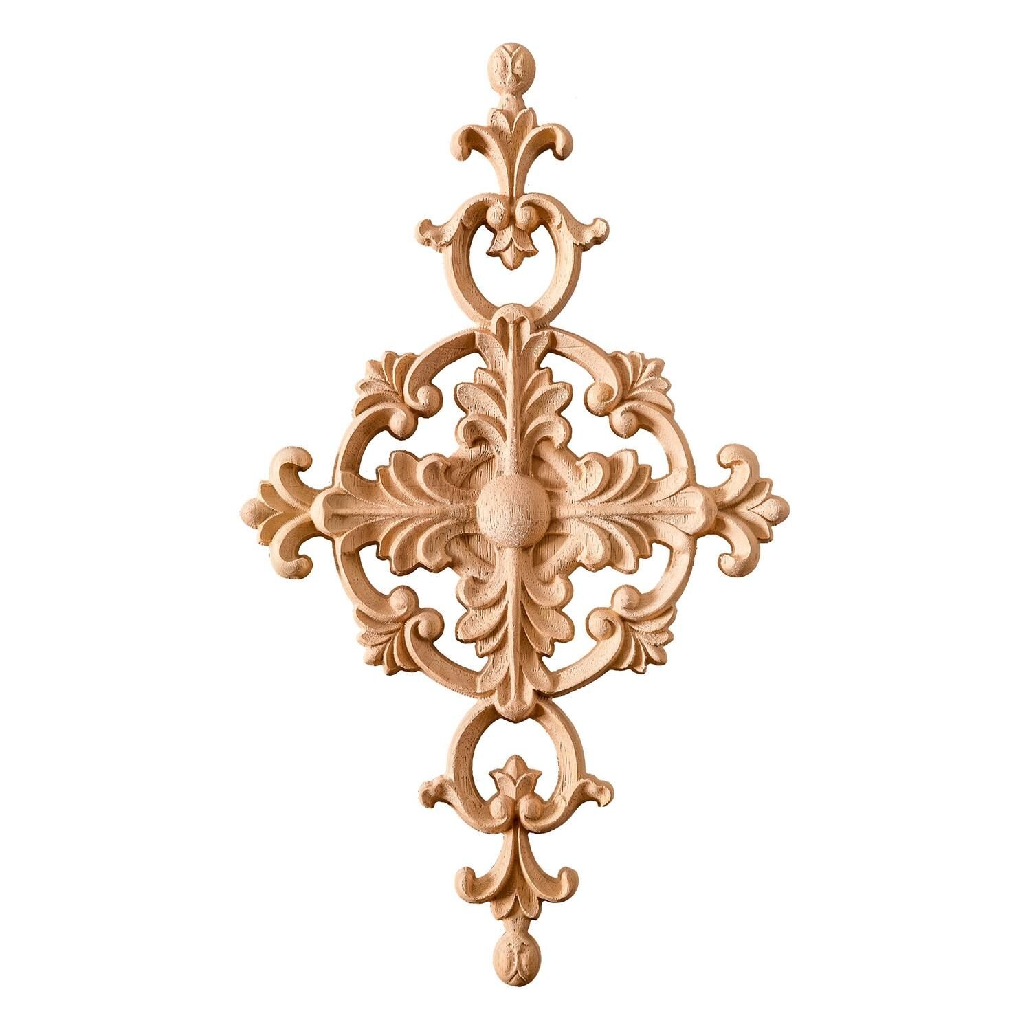 Aplik Orta Göbek Boyanabilir Ahşap Desenli İşlemeli Dekoratif Aksesuar 30x18x1,6  cm OGM31