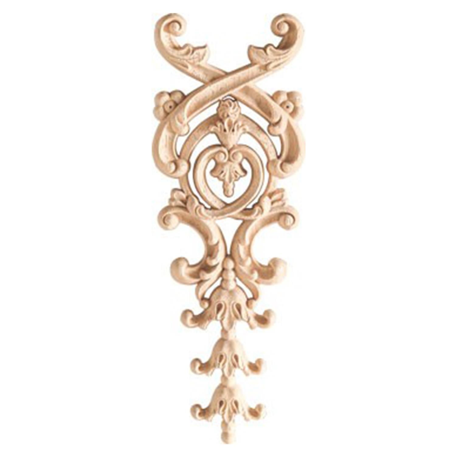 Aplik Orta Göbek Boyanabilir Ahşap Desenli İşlemeli Dekoratif Aksesuar 20x7x1,2  cm OGM33