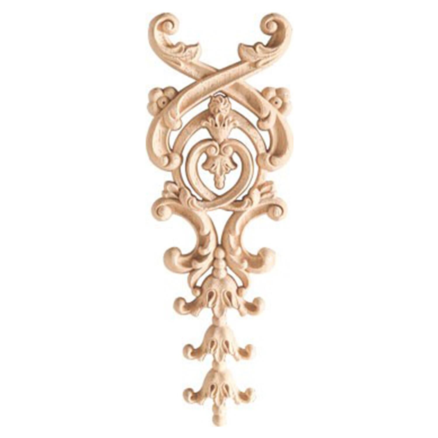 Aplik Orta Göbek Boyanabilir Ahşap Desenli İşlemeli Dekoratif Aksesuar 20x7x1,2  cm OGM33