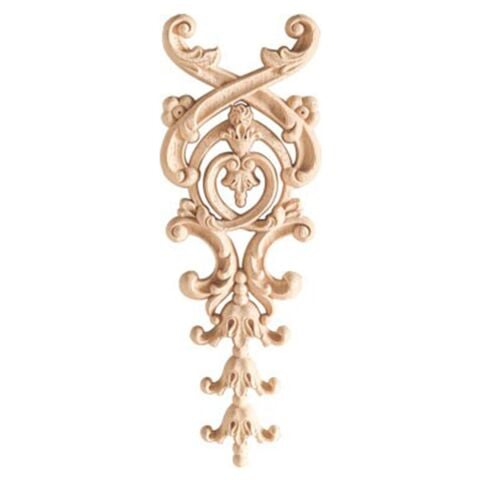 Aplik Orta Göbek Boyanabilir Ahşap Desenli İşlemeli Dekoratif Aksesuar 20x7x1,2  cm OGM33