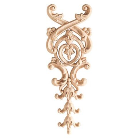 Aplik Orta Göbek Boyanabilir Ahşap Desenli İşlemeli Dekoratif Aksesuar 25x9x1,4  cm OGM33