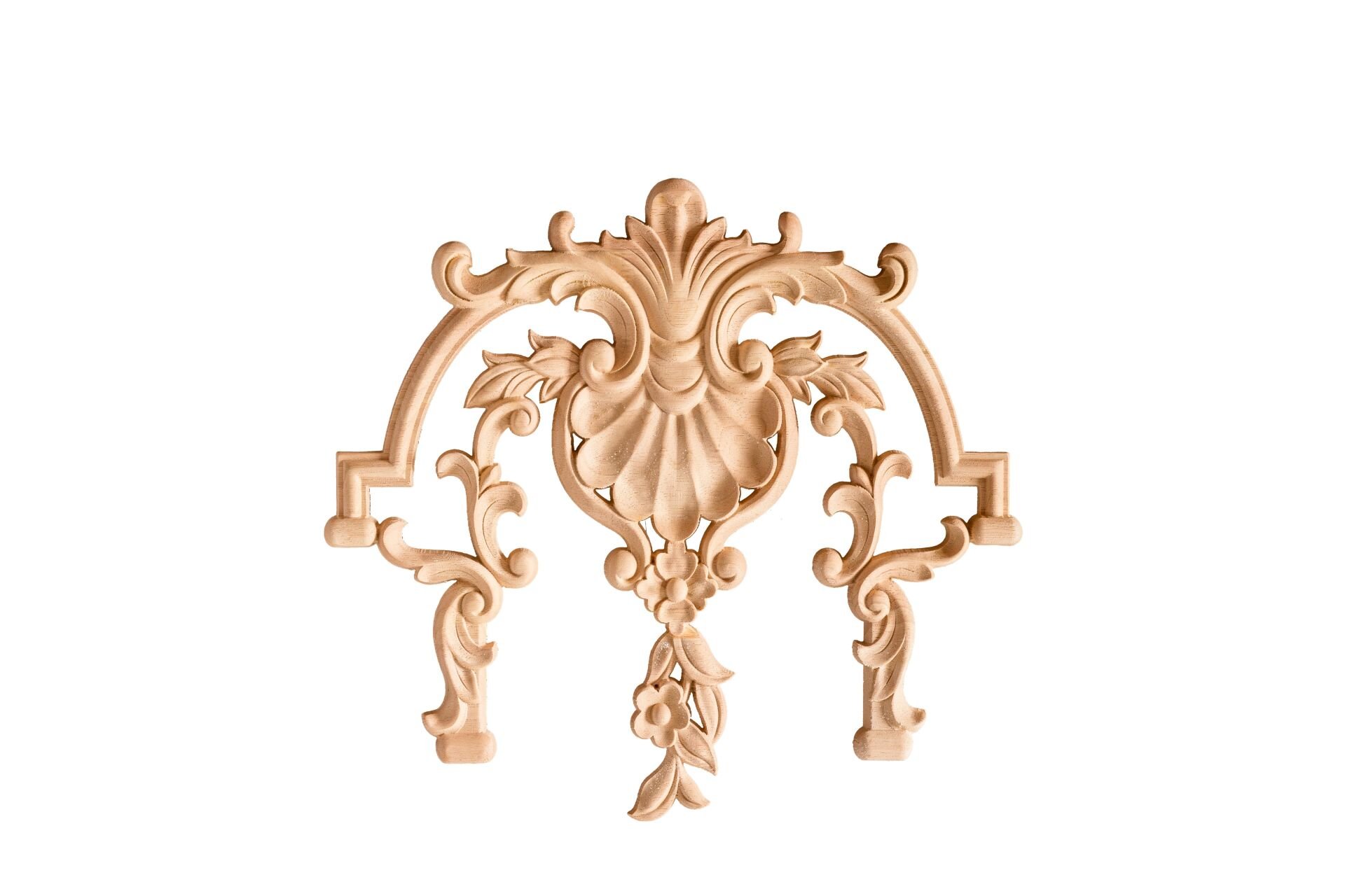 Aplik Orta Göbek Boyanabilir Ahşap Desenli İşlemeli Dekoratif Aksesuar 40x37x1,5  cm OGM42