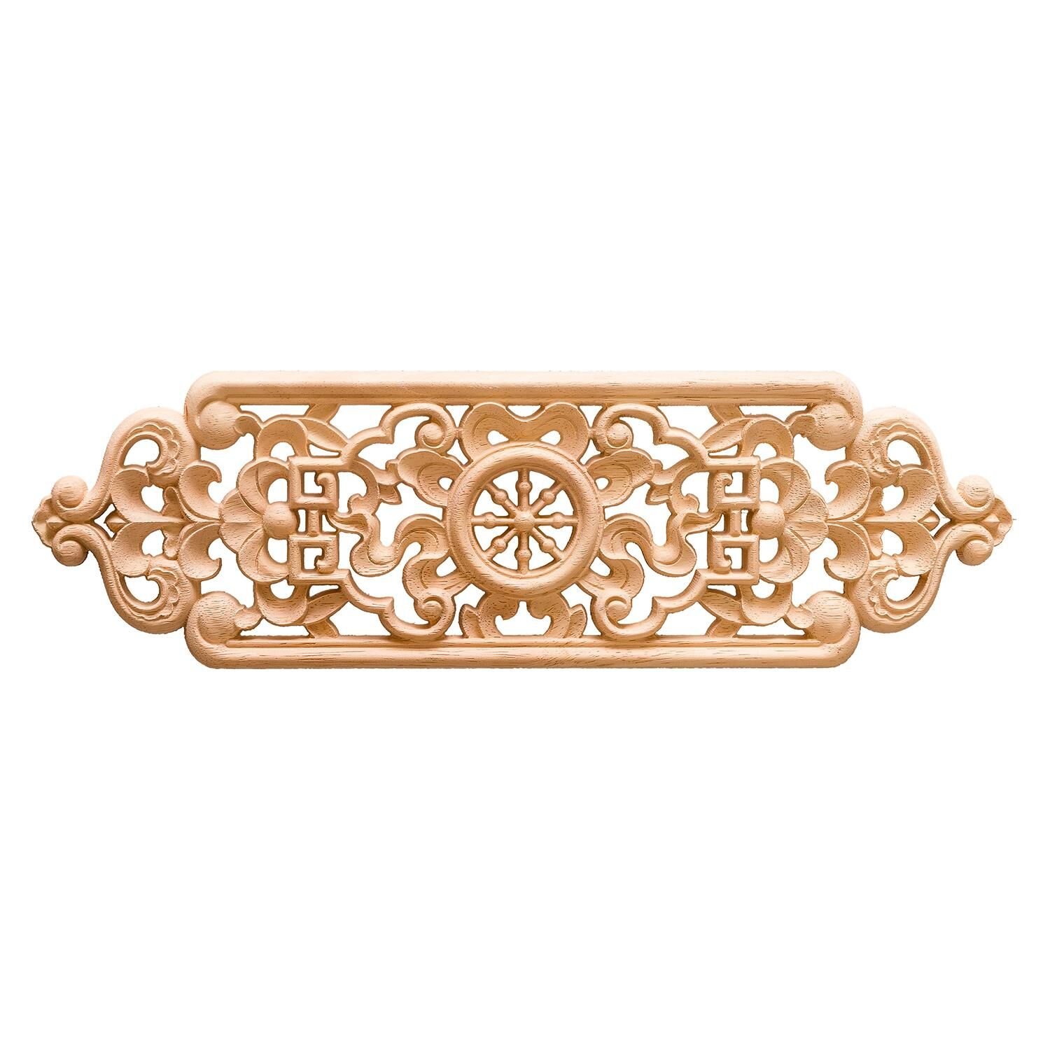 Aplik Orta Göbek Boyanabilir Ahşap Desenli İşlemeli Dekoratif Aksesuar 40x11x1  cm OGY01