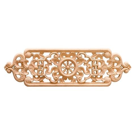 Aplik Orta Göbek Boyanabilir Ahşap Desenli İşlemeli Dekoratif Aksesuar 40x11x1  cm OGY01