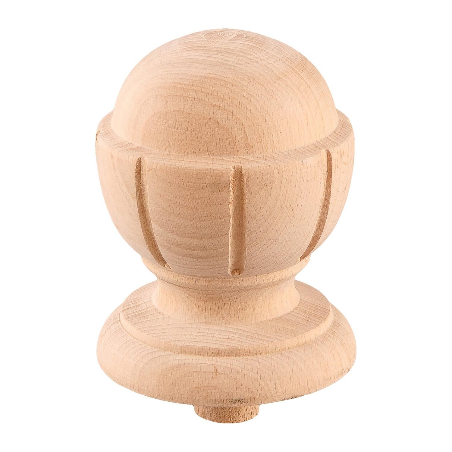 Boyanabilir Ahşap Desenli İşlemeli Merdiven Topuzu 9x9  cm