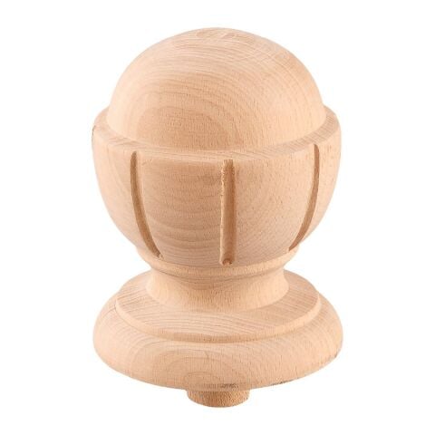 Boyanabilir Ahşap Desenli İşlemeli Merdiven Topuzu 9x9  cm