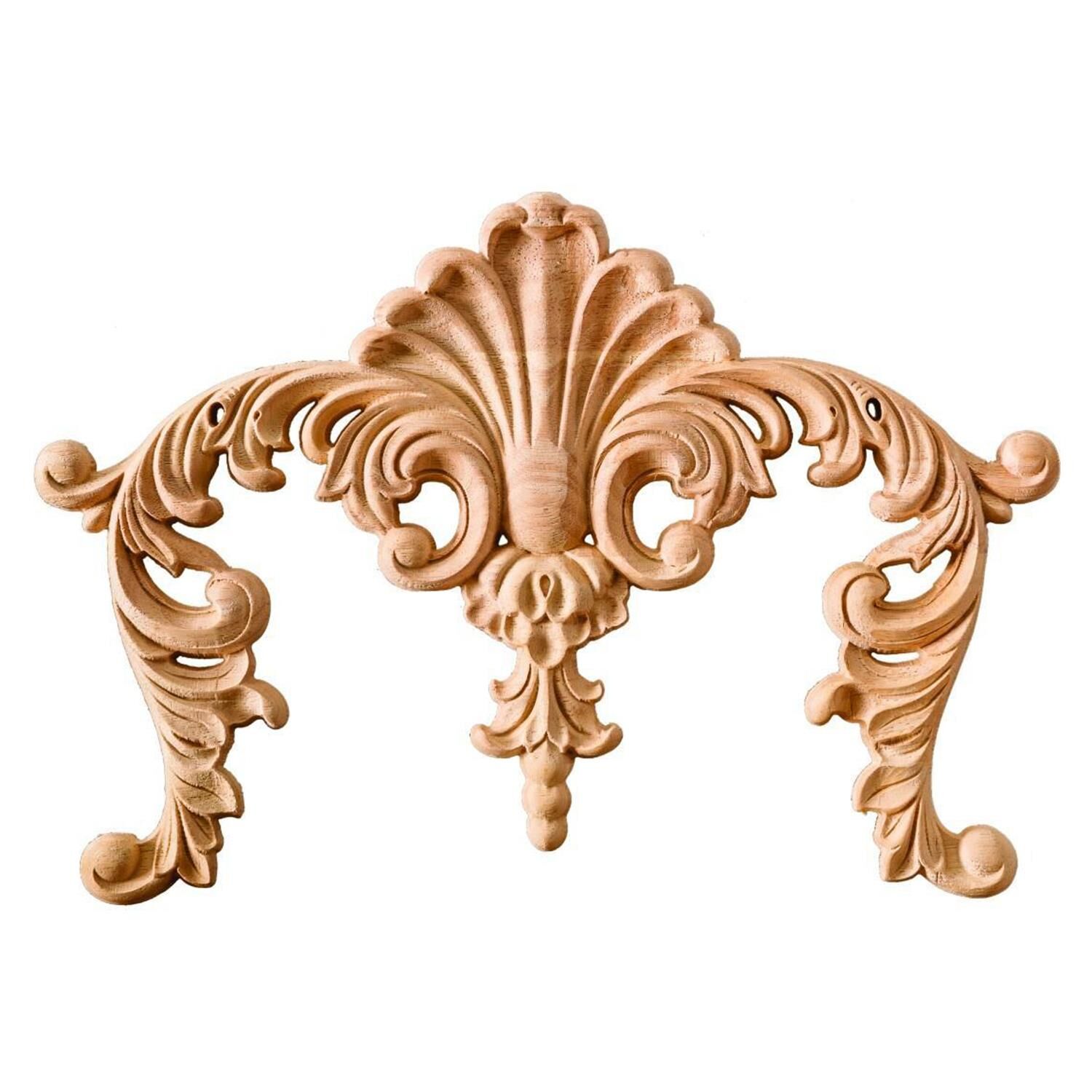 Aplik Orta Göbek Boyanabilir Ahşap Desenli İşlemeli Dekoratif Aksesuar 24x20x1,2  cm OGM.0