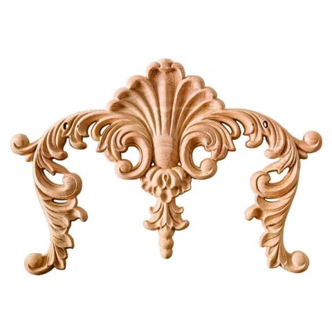 Aplik Orta Göbek Boyanabilir Ahşap Desenli İşlemeli Dekoratif Aksesuar 24x20x1,2  cm OGM.0