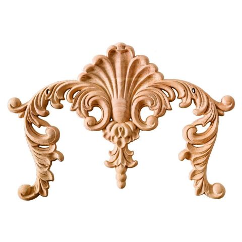 Aplik Orta Göbek Boyanabilir Ahşap Desenli İşlemeli Dekoratif Aksesuar 24x20x1,2  cm OGM.0