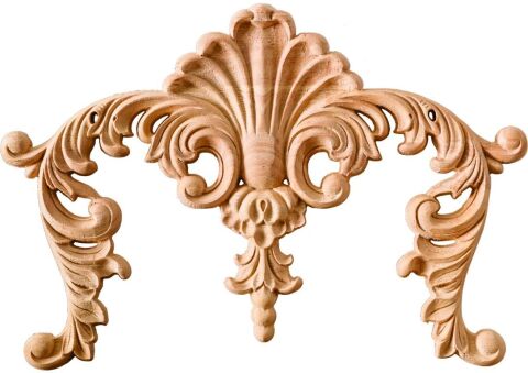 Aplik Orta Göbek Boyanabilir Ahşap Desenli İşlemeli Dekoratif Aksesuar 24x20x1,2  cm OGM.0